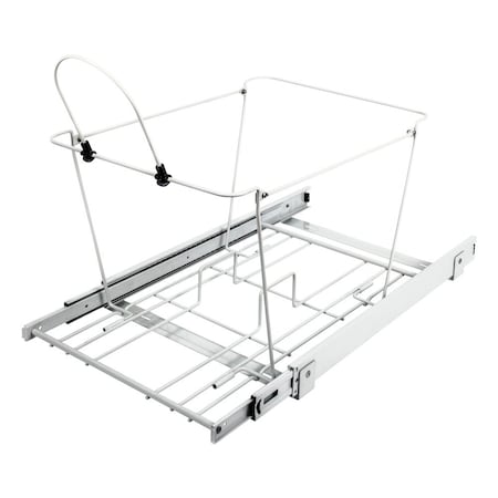 Hardware Resources Double 50 Quart White Wire Bottom-Mount Trashcan Pullout CAN-EBMD50W-R